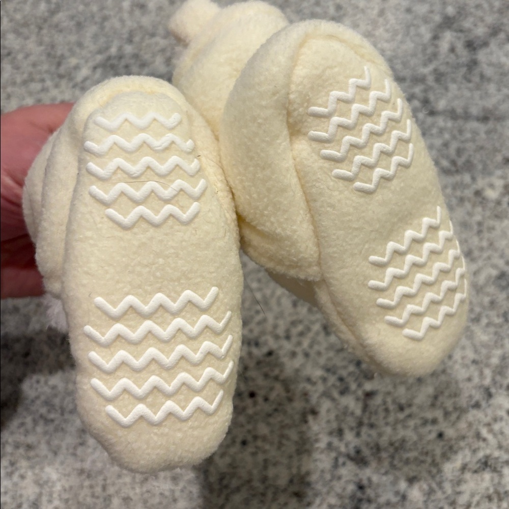 Cozy Gray and Cream Baby Booties - Picture 7 of 7